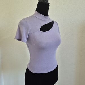 Women’s Lavender Cutout Short-Sleeve Top